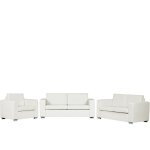 Beliani - ensemble de salon 2 canaps 2 places et 1 fauteuil en cuir fendu blanc helsinki