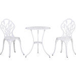 Outsunny - ensemble salon de jardin 2 places 2 chaises + table ronde fonte d'aluminium imitation fer ...