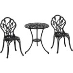 Outsunny - ensemble salon de jardin 2 places 2 chaises + table ronde fonte d'aluminium imitation fer ...