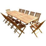 C&l jardin - ensemble salon de jardin en teck aspect huil kaloa 10 chaises 2 fauteuils jumak