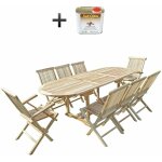 C&l jardin - ensemble salon de jardin en teck mahui 6 chaises 2 fauteuils - bundle huile C&l jardin - ensemble salon de jardin en teck mahui 6 chaises 2 fauteuils - bundle huile