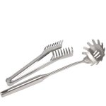 Ensemble de serveur � spaghetti en acier inoxydable 2 pi�ces, pince p�tes inoxydable, fourchette cuill�re ...