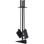 Ensemble serviteur de chemine 4 pices acier accessoire pelle balai support tisonnier, noir - relaxdays ...