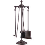 Ensemble serviteur de chemin�e 5 pi�ces accessoires fonte de fer avec support, hxlxp 51 x 18 x 18 cm, ...