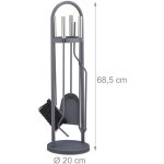 Ensemble serviteur de chemine 5 pices accessoire pelle balai pince support tisonnier gris
