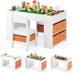 Ensemble table et 2 chaises enfants bealife 4 en 1 avec 1 table multifonctionnelle 10 sacs de rangement ...