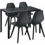 Ensemble de table et 4 chaises table de salle  manger avec 4 chaises mtal bois plastique verre noir ...