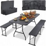 Ensemble de table et bancs camping pique nique, meubles de jardin, inclure 1 table pliante et 2 pcs bancs ...