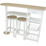Ensemble table - bar et 2 tabourets coloris blanc / imitation chene gris� - pegane -