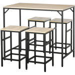 Ensemble table de bar design industriel + 4 tabourets repose - pieds panneaux particules imitation chne ...