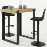 Ensemble table de bar phoenix bois et noir et 2 tabourets karl noir pied noir