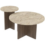 Ensemble de table basse en bois  private  70 x 70 x 40 cm - travertin