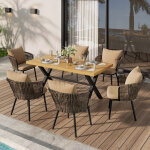 Ensemble table et chaises avec 1 table et 6 chaises, pour 6 personnes et ext�rieur, fer, polyester et ...