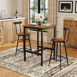 Ensemble table et chaises - table de bar carr�e 60x60x92 cm plateau panneaux de particules et 2 chaises ...