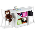 Relaxdays - ensemble table et chaises enfants en bois albus emplacement pour caisses de rangement, blanc ... Relaxdays - ensemble table et chaises enfants en bois albus emplacement pour caisses de rangement, blanc ...