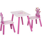 Homcom - ensemble table et chaises enfant design princesse motif couronne bois pin mdf rose