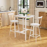 Ensemble table et chaises - table haute carr�e 60x60x92 cm plateau en panneaux de particules et 2 chaises ...