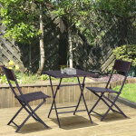 Ensemble table et chaises de jardin avec 1 table et 2 chaises pliantes, pour 2 personnes et balcon, rotin, ...