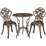 Yaheetech ensemble de bistrot 3 pi�ces table de jardin et 2 chaises en m�tal avec trou de parasol set ...