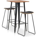 Ensemble avec une table haute et des tabourets en acier en bois et un siège noir en similaire Ensemble avec une table haute et des tabourets en acier en bois et un siège noir en similaire