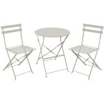 Ensemble table de jardin pliante ronde bistrot et 2 chaises en m�tal - beige - marseille
