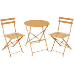 Ensemble bistrot pliant m�tal 2 personnes - table ronde 60cm pliable 2 chaises salon de jardin terrasse ...