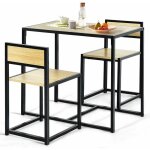 Costway ensemble table  manger 1 table et 2 chaises encastrable style industriel moderne pour salle ...