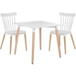 Sklum - ensemble table  manger en bois de htre et mdf (80x80 cm) et 2 chaises royal blanc