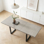Jiexi - ensemble de table � rallonges et chaises, table rectangulaire en mdf de 130 � 170 cm(1 table, ...