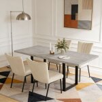 Jiexi - ensemble de table � rallonges et chaises, table rectangulaire en mdf de 130 � 170 cm(4 chaises, ...