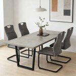 Jiexi - ensemble de table � rallonges et chaises, table rectangulaire en mdf de 130 � 170 cm(4 chaises, ...