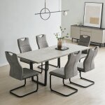 Jiexi - ensemble de table � rallonges et chaises, table rectangulaire en mdf de 130 � 170 cm(6 chaises, ...