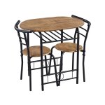 Ensemble de table � manger ronde avec 2 chaises, ensemble de meubles 3 pi�ces de cuisine avec porte - ...