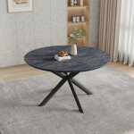 Jiexi - ensemble de table � rallonges, table ronde en mdf de 120 � 160 cm(1 table, mdf, rhin sombre)