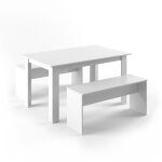 Vicco - ensemble de table � manger sentio, blanc, 90 x 140 cm avec 2 bancs