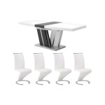 Vente - unique - ensemble table noami + 4 chaises twizy - blanc et gris