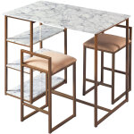 Ensemble table de petit - djeuner marmo teamson home avec plateau faux marbre, finition cuivre vnf - ...