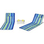 Costway - ensemble de tapis de plage pliables 2 pcs avec table d'appoint, matelas de plage avec hauteur ...