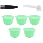 Ensemble de tasses � capsules de caf� r�utilisables en acier inoxydable, pour machine � caf�, vert (5 ...