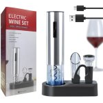 Ensemble tire - bouchon �lectrique 6 en 1 : d�capsuleur rechargeable avec finition en acier inoxydable, ...