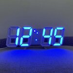 Ensoleille - lumi�re bleue blanche, horloge murale num�rique led, luminosit� r�glable, grande horloge ...