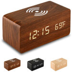 Ensoleille - reveil numerique avec chargeur sans fil led reveil de bureau affichage de la temperature, ...