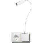 Lampe de applique murale chambre chevet de lecture led flexible blanc avec prise de courant, interrupteur ...