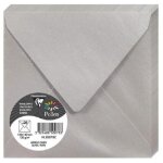 Enveloppe - clairefontaine - pollen - 120g - 140x140 mm - argent - paquet de 20