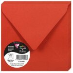 Enveloppe - clairefontaine - pollen - 140x140 mm - rouge corail - 120g - paquet de 20
