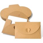 Enveloppes en papier kraft, enveloppes de carte - cadeau avec fermoir coeur, enveloppes mignonnes faites ...