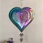 �olienne m�tal c?ur 3d violet / vert, inox, suspendue, 360�, carillon vent, int�rieur / ext�rieur
