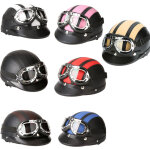Eosnow casque demi - cuir � visage ouvert pour moto et scooter, avec visi�re, lunettes uv, style vintage, ...