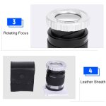 Eosnow loupe  led, grossissement rglable 30x, miroir cylindrique en mtal, avec petite loupe de lecture ...