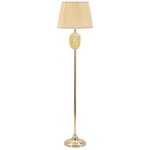 Epikasa - lampadaire mf181, mtal, cramique, tissu, or, beige, 40x40x160 cm